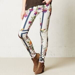 Mother The Looker 29 8 Floral Bird Print Skinny Jeans Back to Good Fortune Diner